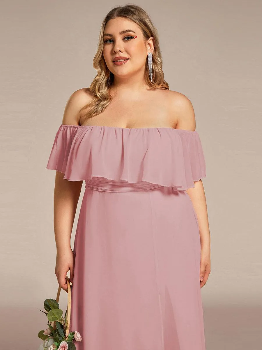 Robe Demoiselle d'Honneur belle Longue Fendue à épaules Dénudées