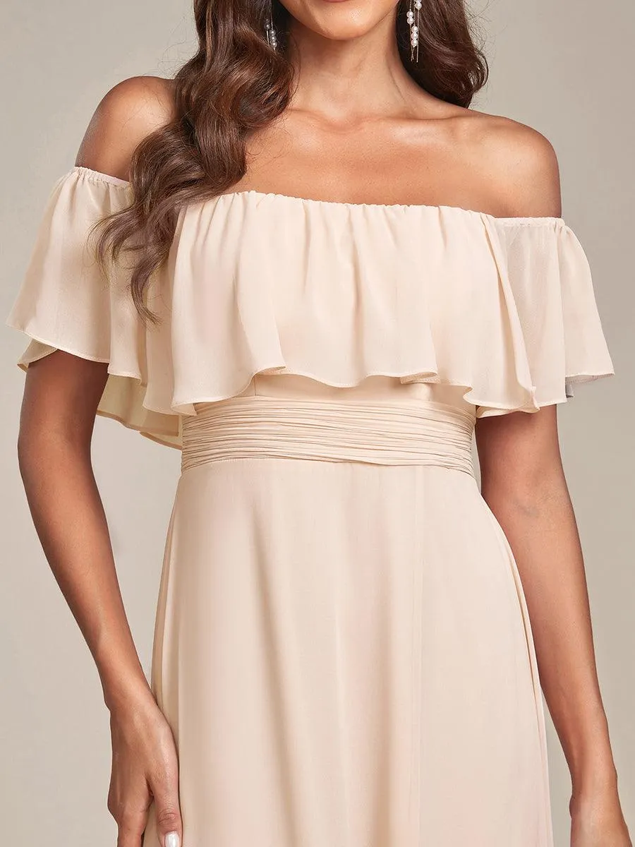 Robe Demoiselle d'Honneur belle Longue Fendue à épaules Dénudées