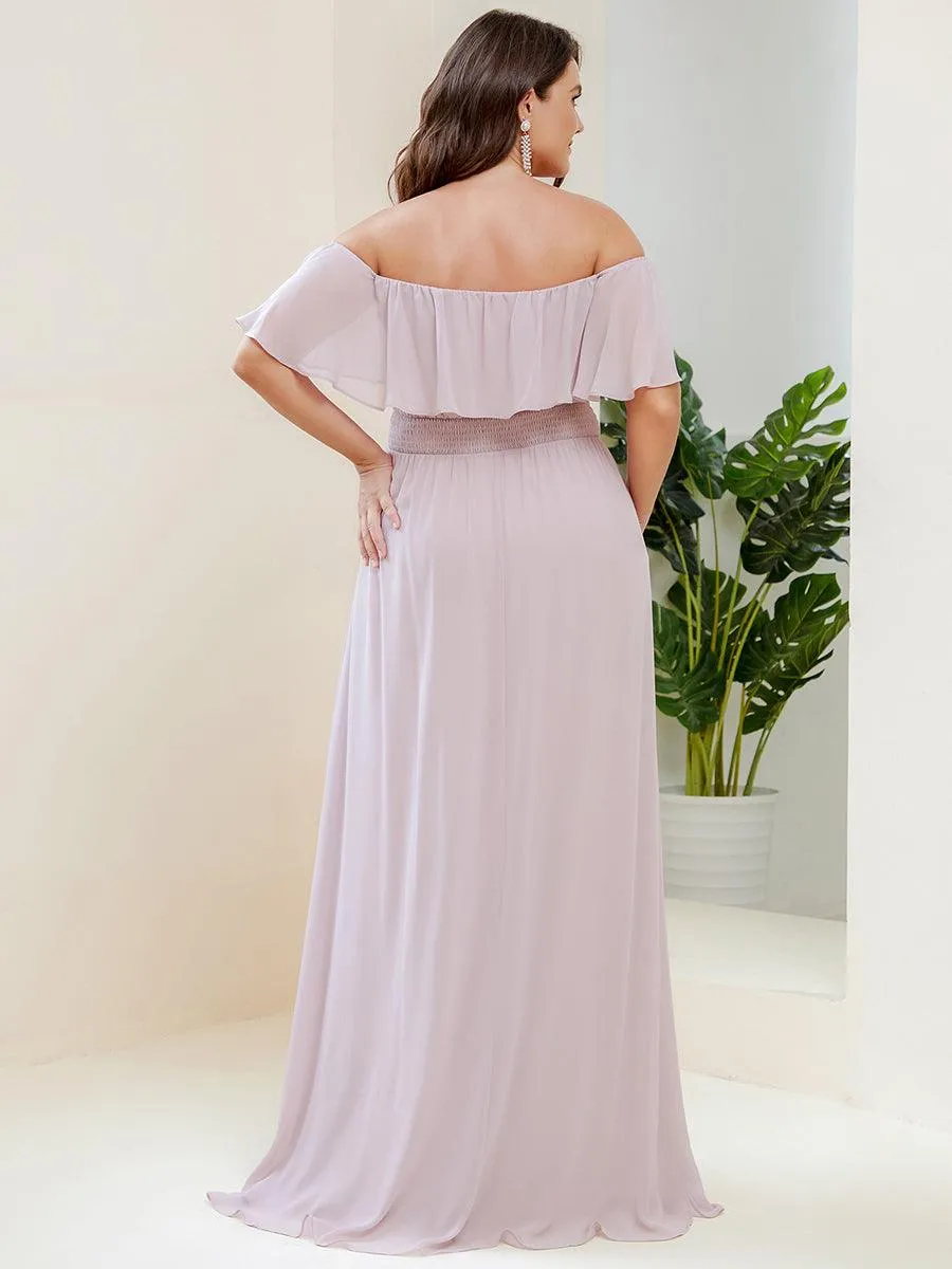Robe Demoiselle d'Honneur belle Longue Fendue à épaules Dénudées