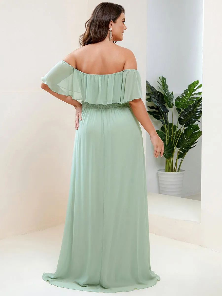 Robe Demoiselle d'Honneur belle Longue Fendue à épaules Dénudées