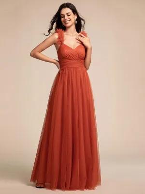 Robe longue de demoiselle d'honneur plissée sans manches à paillettes