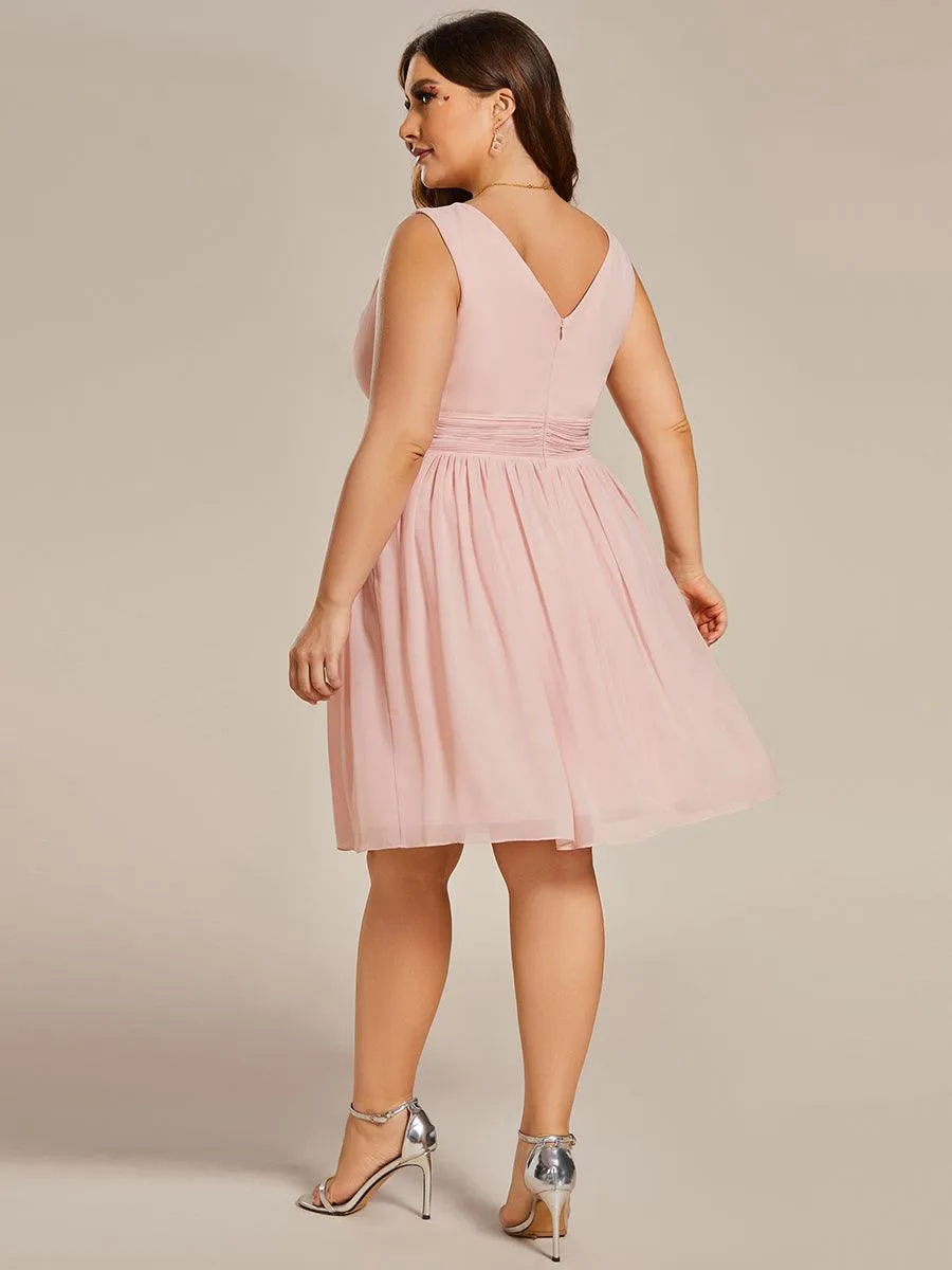 Robes de Cocktail élégante Mi-Longue Chiffon à Col V