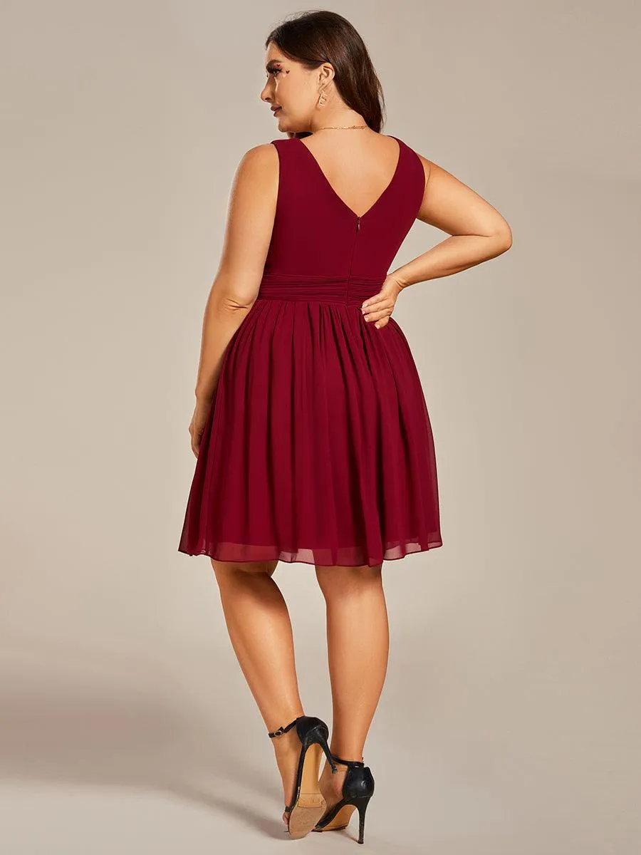Robes de Cocktail élégante Mi-Longue Chiffon à Col V