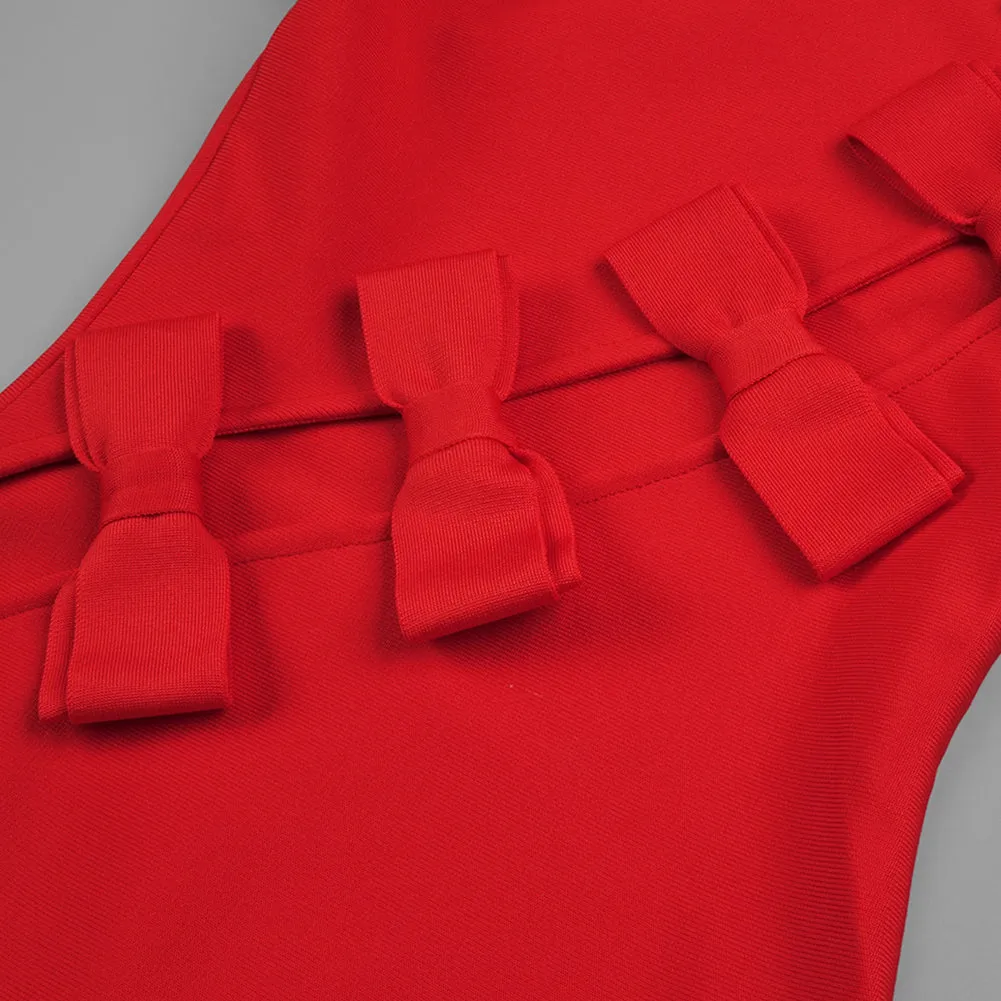 Round Neck Hollow Out Mini Bandage Dress BD2460
