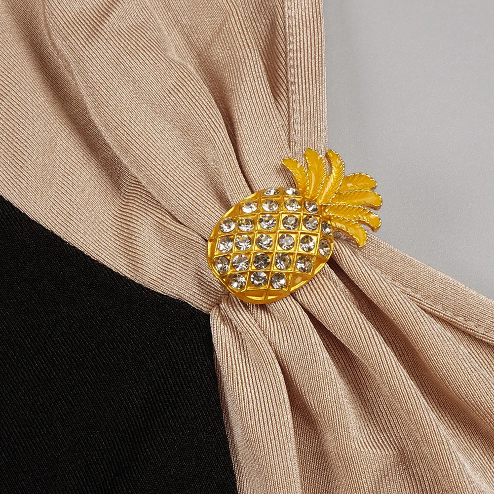 Round Neck Pineapple Decoration Maxi Bodycon Dress BD2444