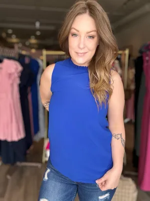 Royal Ruffle Mock Neck Blouse