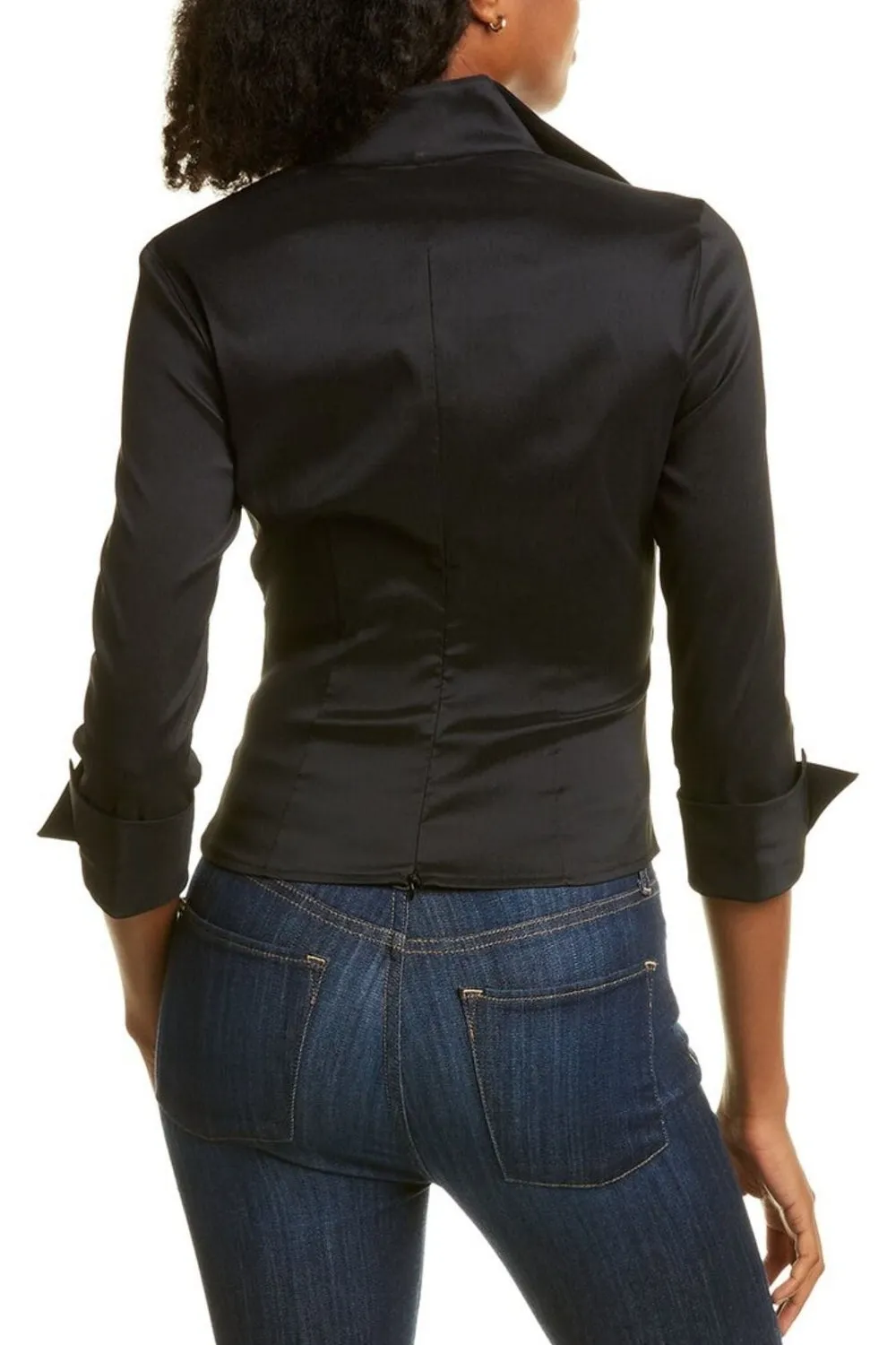 Satin Black Top With Pleat At Side