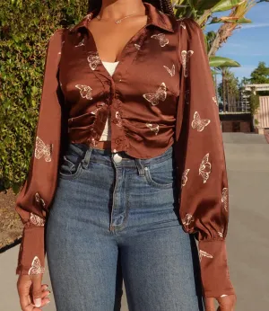 Satin Butterfly Top(Brown)