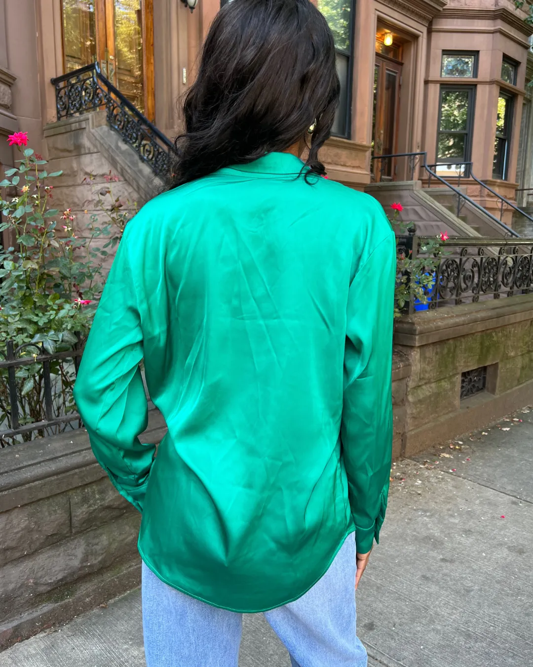 Satin Effect Button Up Shirt