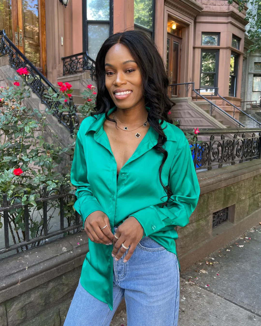Satin Effect Button Up Shirt