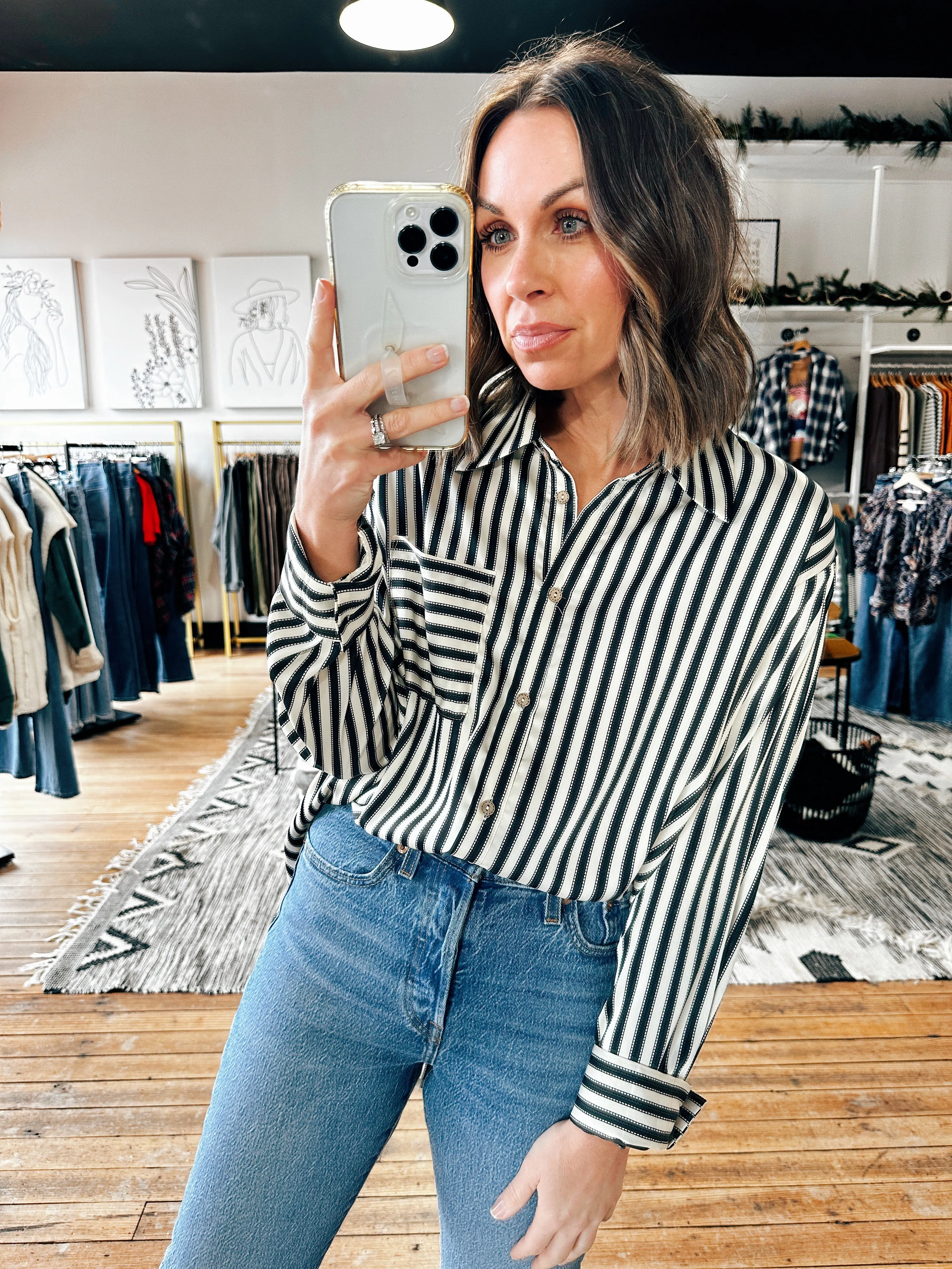 Satin Stripe Top
