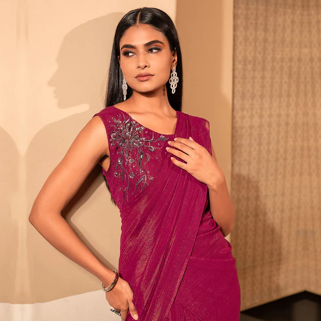 Scarlet IndoWestern Saree With Drape