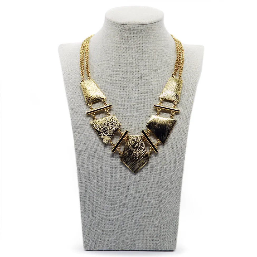 Seduction: Scratched Metal Geo Necklace Set