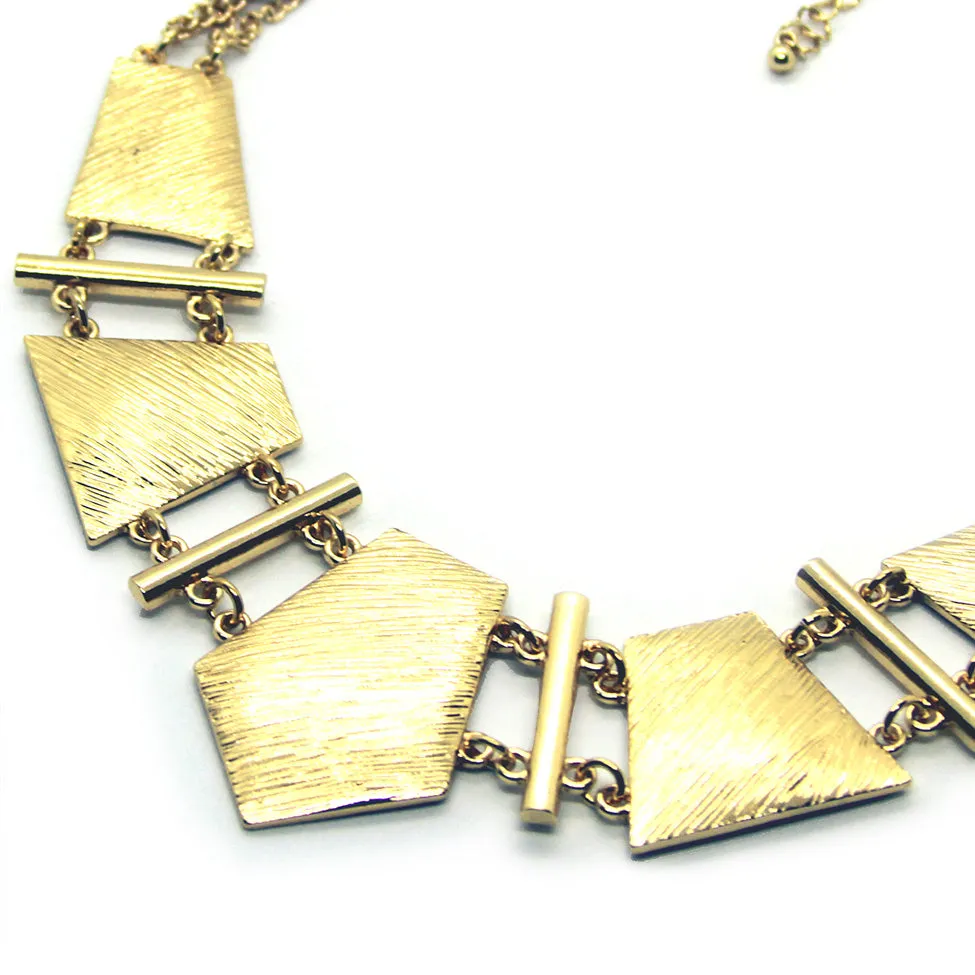 Seduction: Scratched Metal Geo Necklace Set