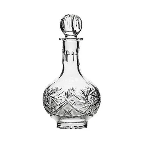 Set of 7 12-Oz Hand Made Vintage Crystal Liquor Decanter Set with 6 Shot Glasses