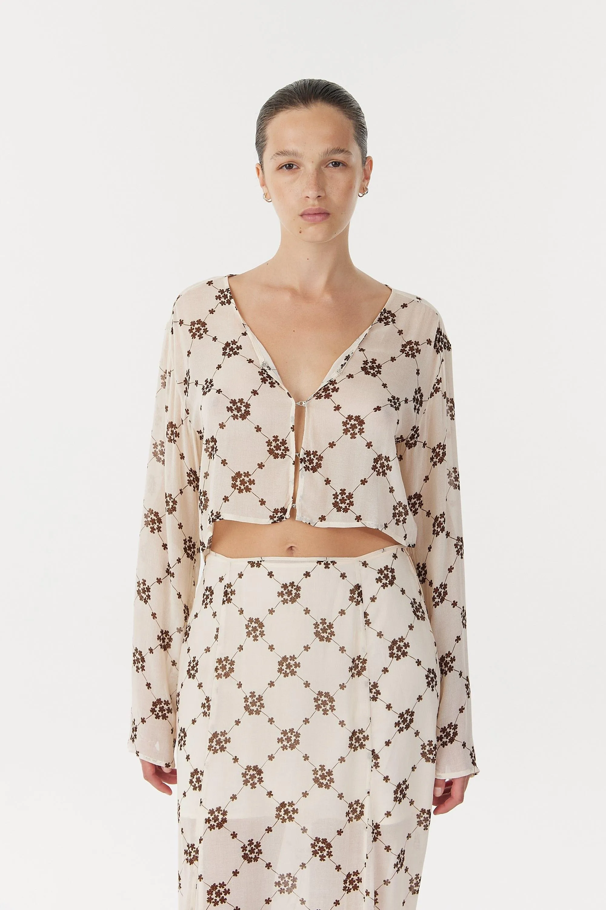 SHEER MOTION BLOUSE | LINEAR BLOOM