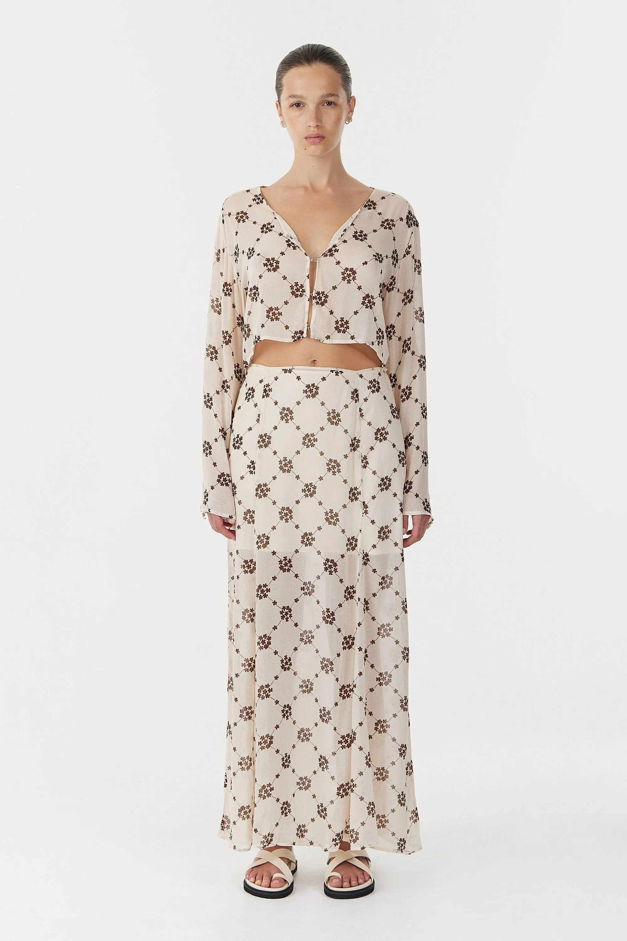 SHEER MOTION BLOUSE | LINEAR BLOOM