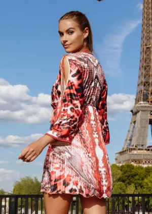 Sheer Red Snake Leopard - Short Cocktail Dress