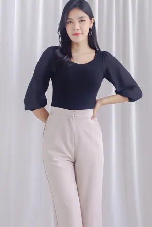 Shernice Chiffon Sleeve Padded Top In Black