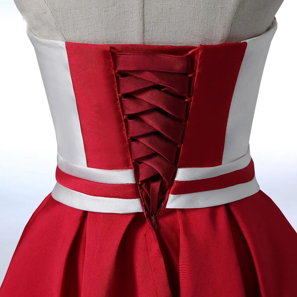 Short Homecoming Dress, Satin Homecoming Dress, Sweet Heart Homecoming Dress, Contrast Color Junior School Dress, Graduation Dress, Sleeveless Homecoming Dress, LB0314