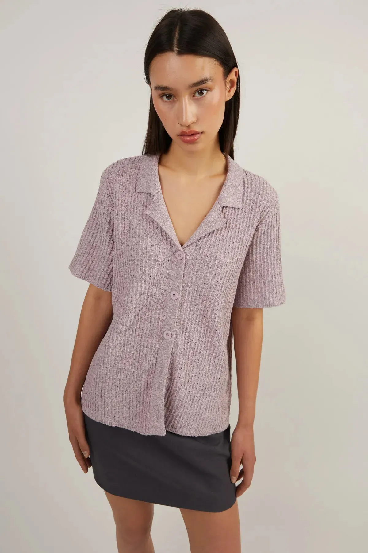 Short Sleeve Button Up Cardigan