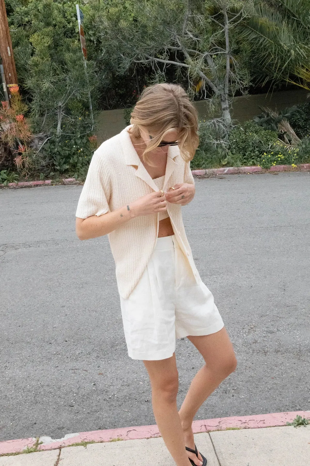 Short Sleeve Button Up Cardigan