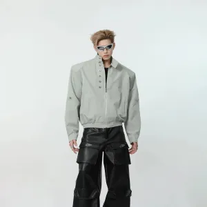 Short Zipped Jacket with Shoulder Pads