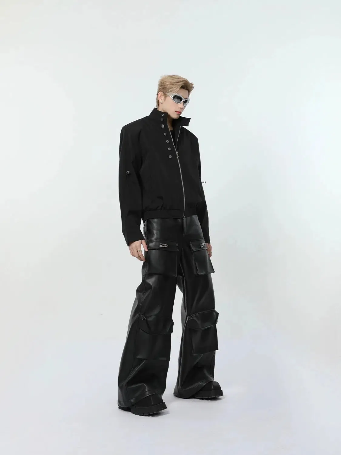 Short Zipped Jacket with Shoulder Pads