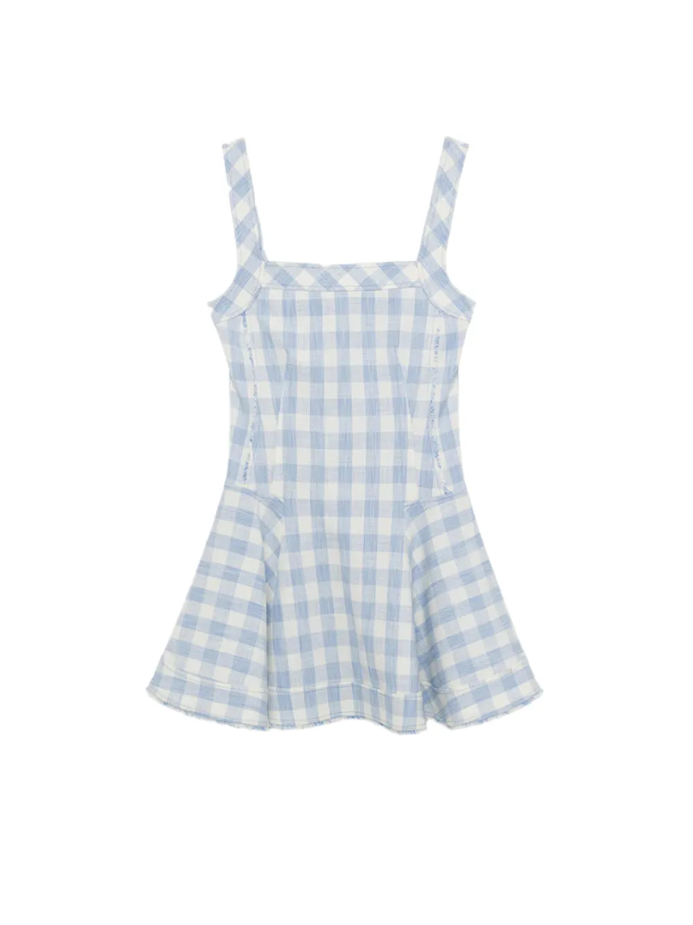 Simkhai Hannalie Mini Dress in Blue Hydrangea Gingham