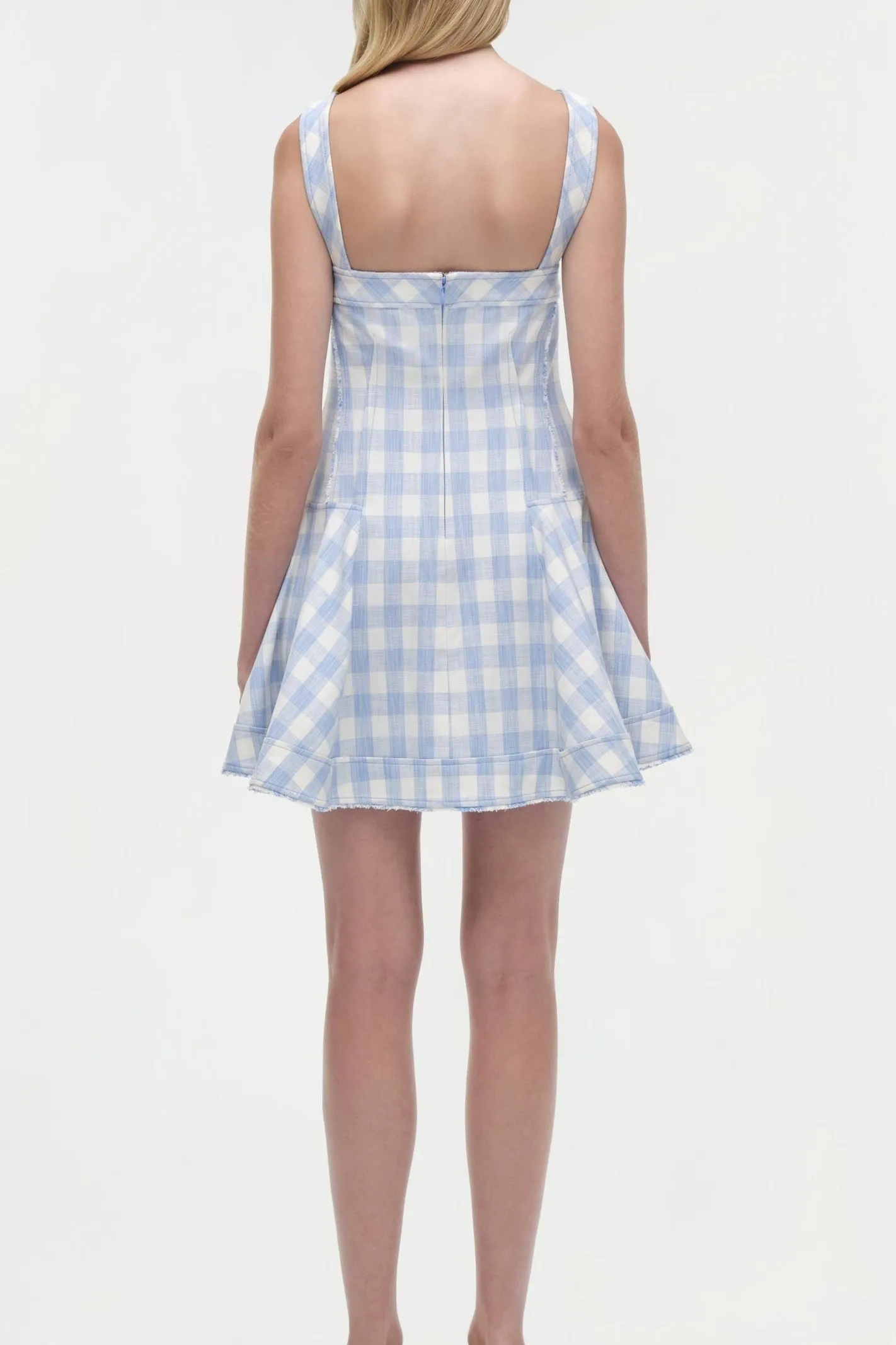 Simkhai Hannalie Mini Dress in Blue Hydrangea Gingham
