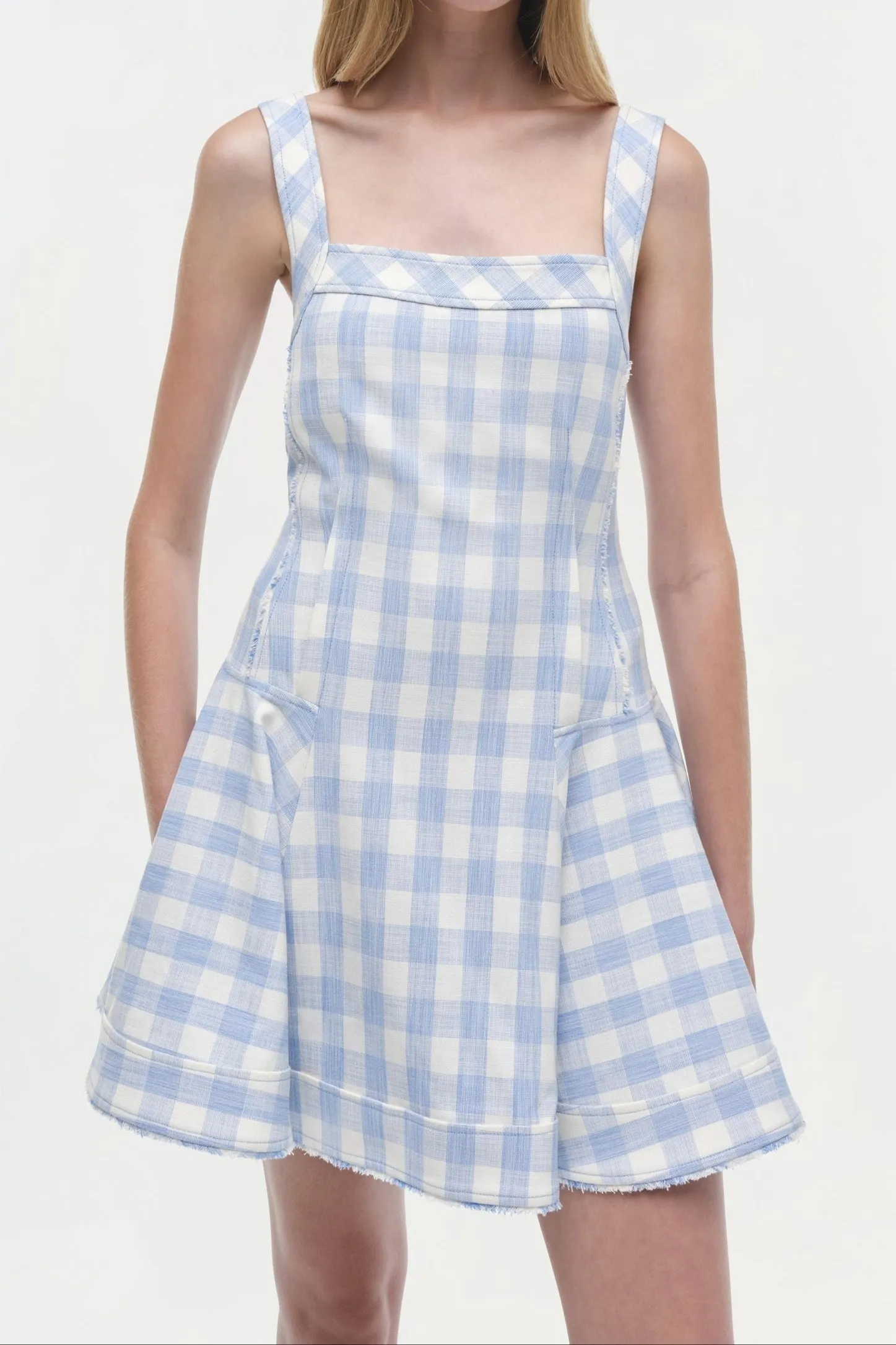 Simkhai Hannalie Mini Dress in Blue Hydrangea Gingham