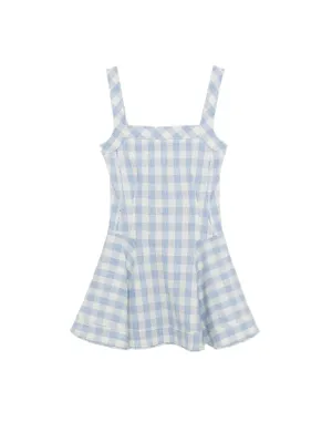 Simkhai Hannalie Mini Dress in Blue Hydrangea Gingham