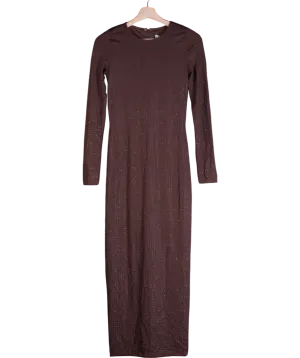 SLA the label Brown Ode Diamanté Maxi Dress UK XS
