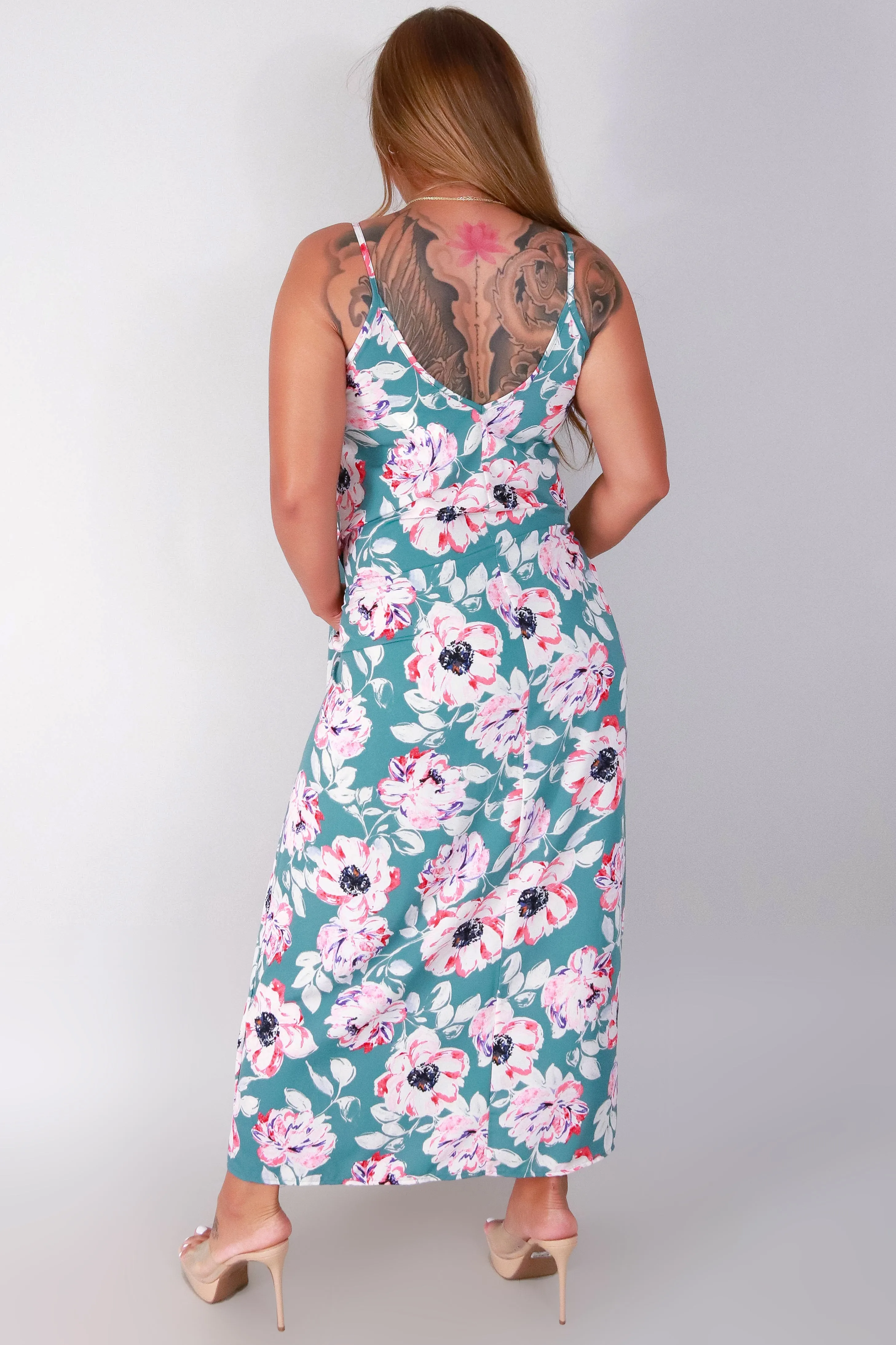 SLEEVELESS PEONY MAXI DRESS