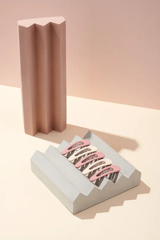 Snap Triangles Matte Hair Clips Set - Blush & Cream