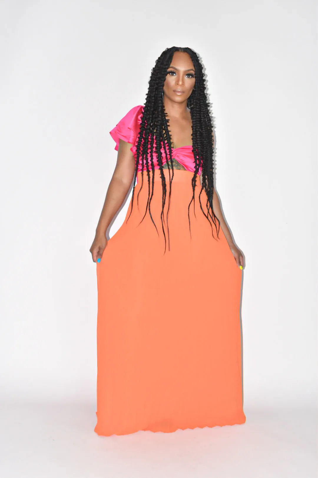 Sofi One Shoulder Pleated Maxi Dress