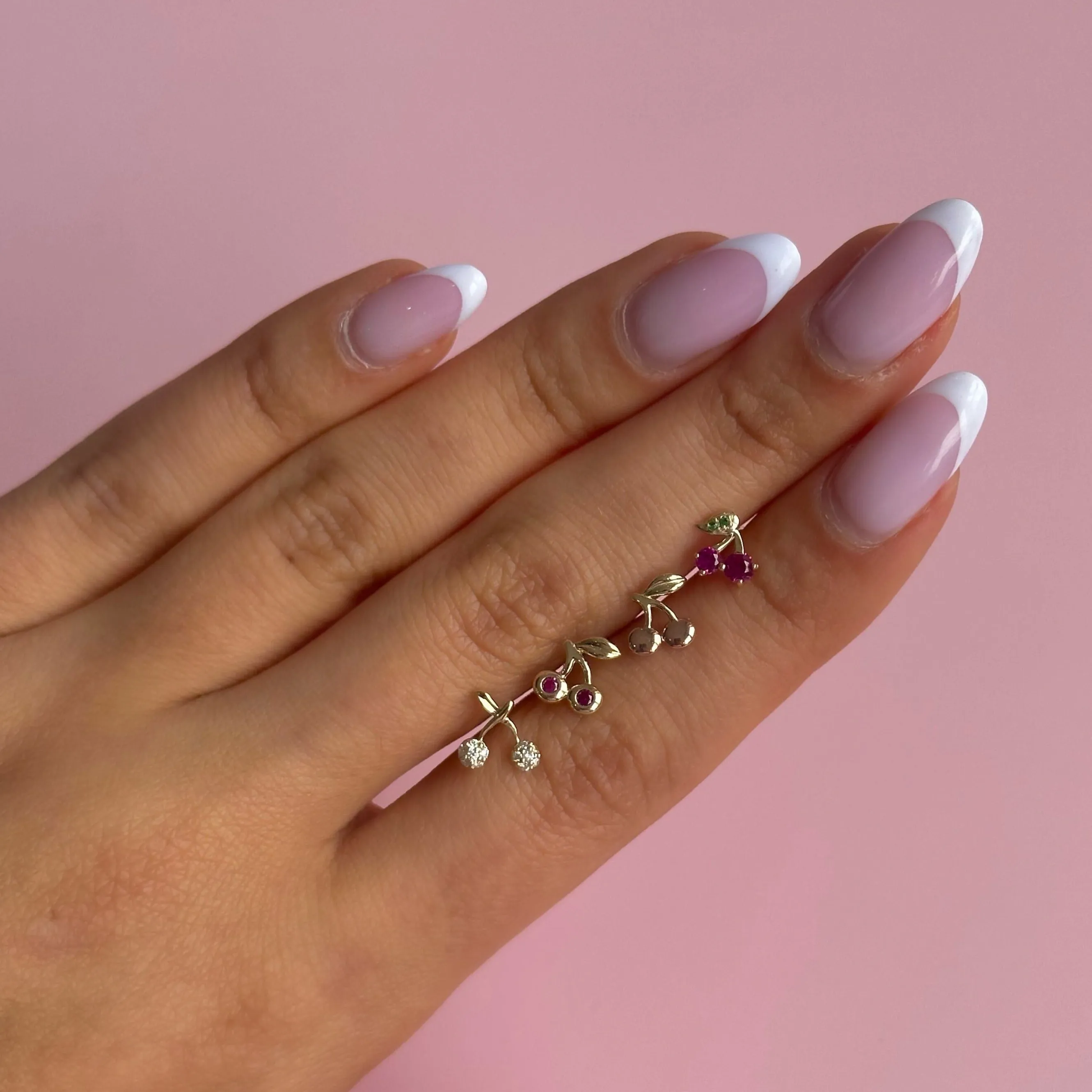 Solid Mini Cherry Stud Earring 14K