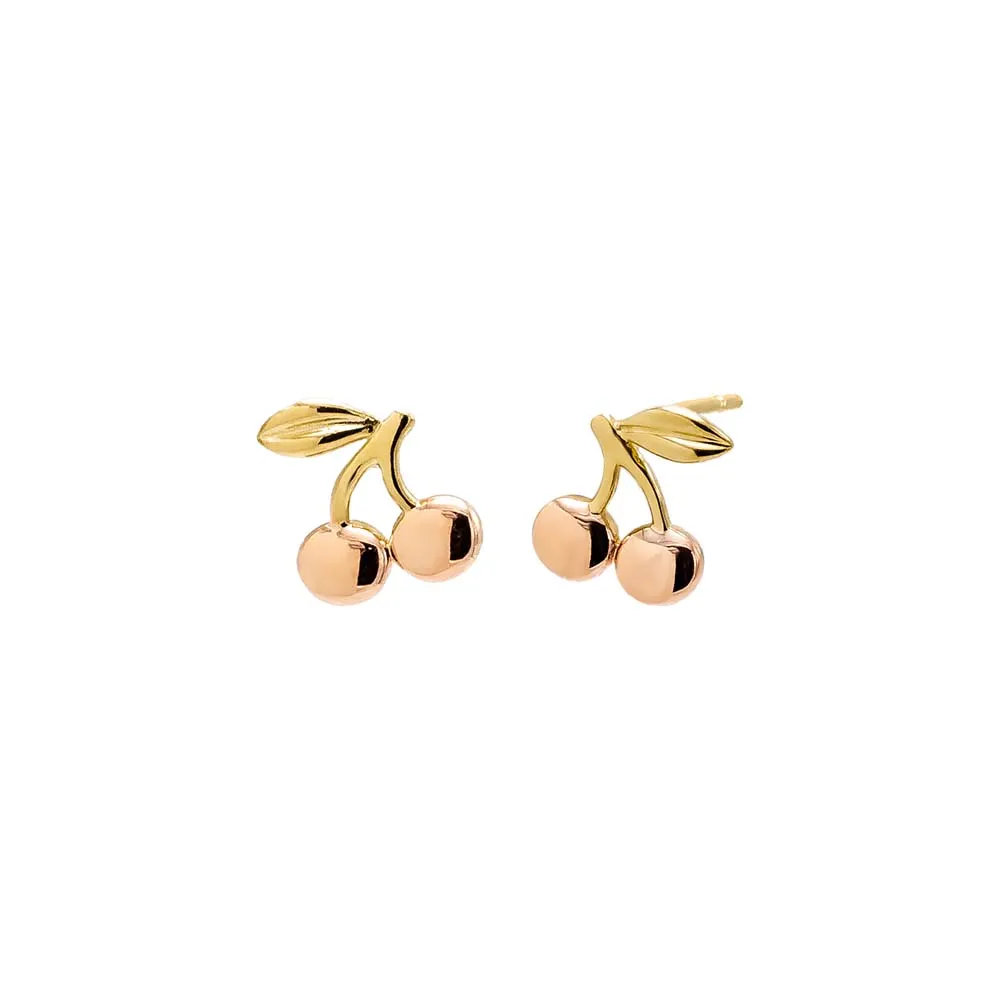 Solid Mini Cherry Stud Earring 14K
