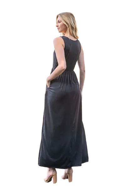 Solid Sleeveless Maxi Dress Black - Pack of 6