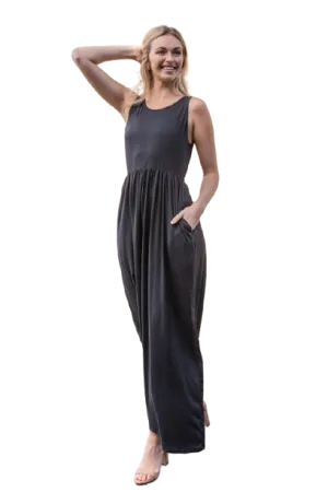 Solid Sleeveless Maxi Dress Black - Pack of 6
