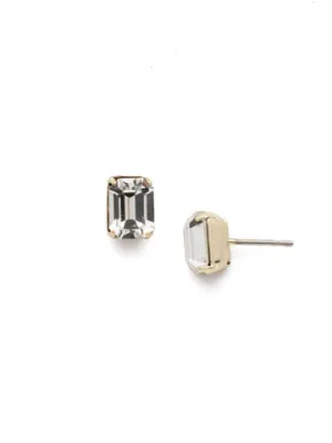 Sorrelli Mini Emerald Cut Stud Earring Bright Gold Crystal