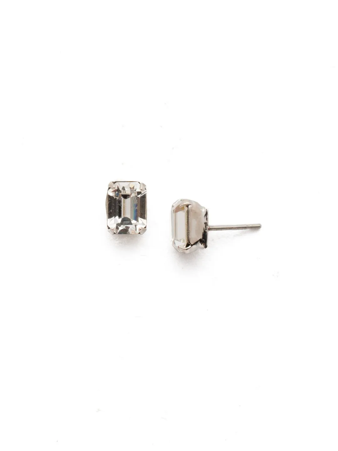 Sorrelli Mini Emerald Cut Stud Earring Rhodium Crystal