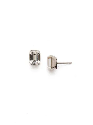Sorrelli Mini Emerald Cut Stud Earring Rhodium Crystal