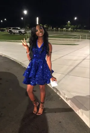 Sparkly Sequin Cocktail Dresses Short A Line Women Formal Homecoming Dress   fg3460