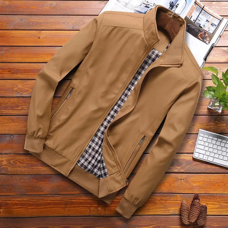 Spring Autumn Casual Solid Fashion Slim Bomber Jacket Men Overcoat Men's Jacket