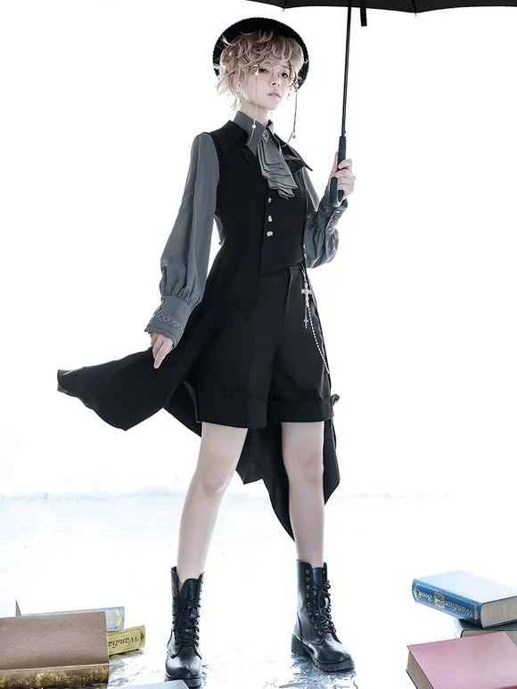 Steampunk Lolita Coats Black Polyester Overcoat Coat Lolita Outwears