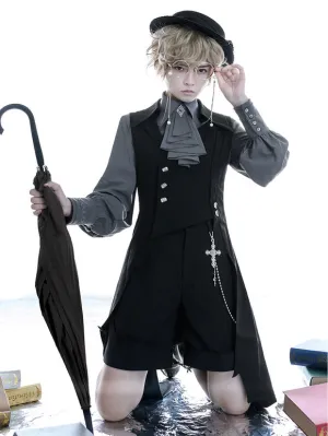 Steampunk Lolita Coats Black Polyester Overcoat Coat Lolita Outwears