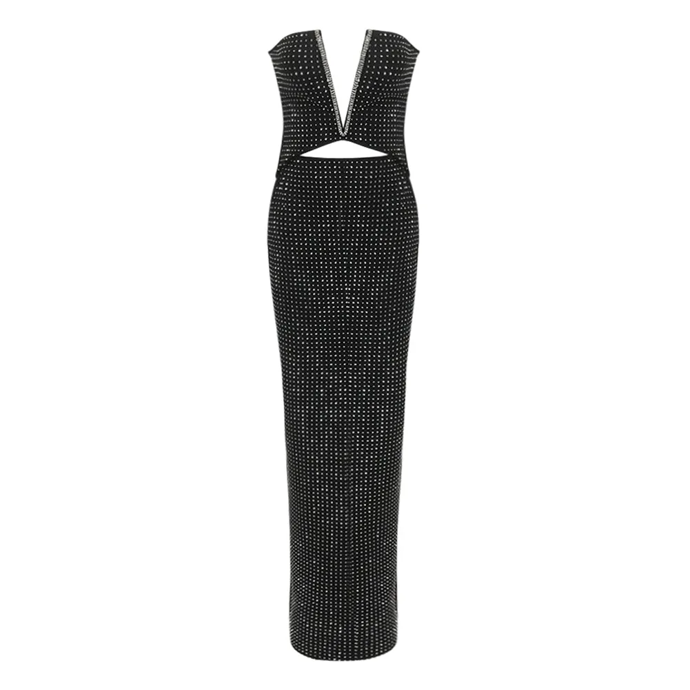 Strapless Sleeveless Diaphanous Maxi Bandage Dress HL9953
