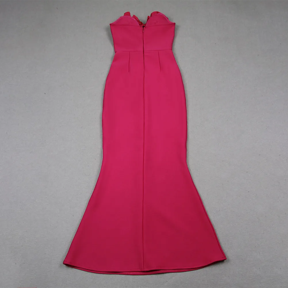Strapless Sleeveless Fishtail Maxi Bandage Dress HL9557