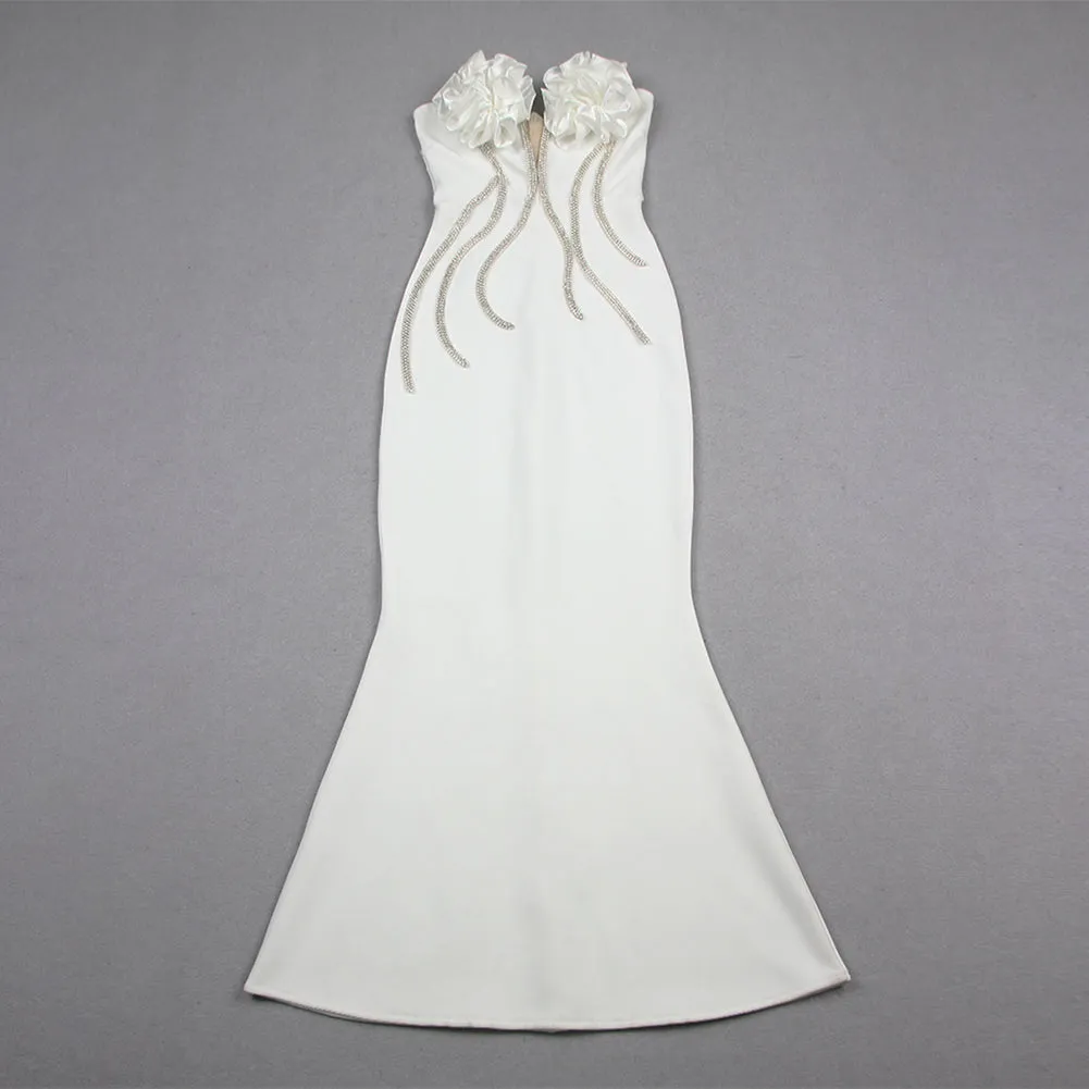 Strapless Sleeveless Fishtail Maxi Bandage Dress HL9557